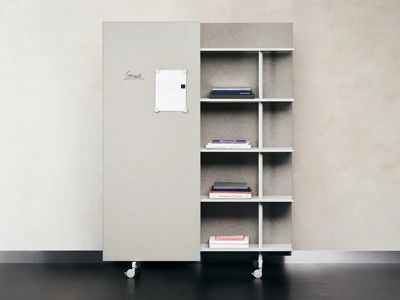 Presentation Media - Lintex A08 Mobile Shelf with Sliding Glassboards